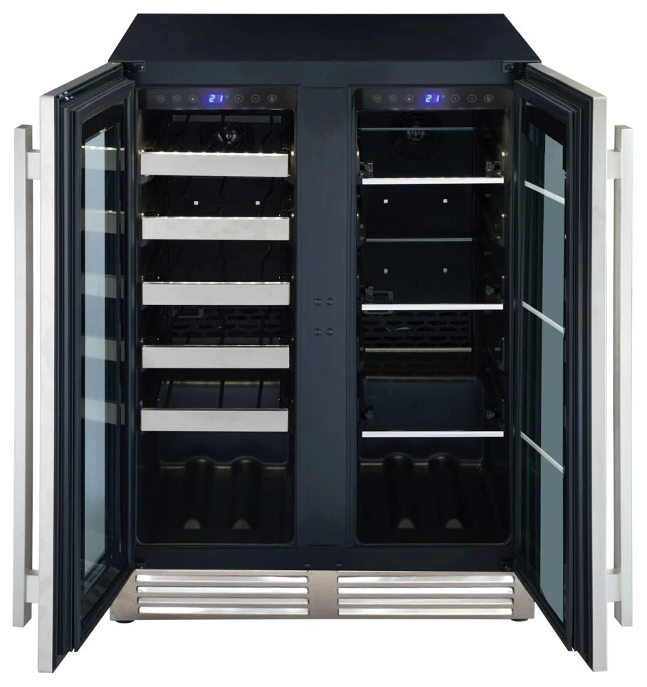 Marathon 24" Black Steel French Door Dual Zone Beverage Cooler (5.0 cu. ft.) - MBWC56-FDBLS - Image 2