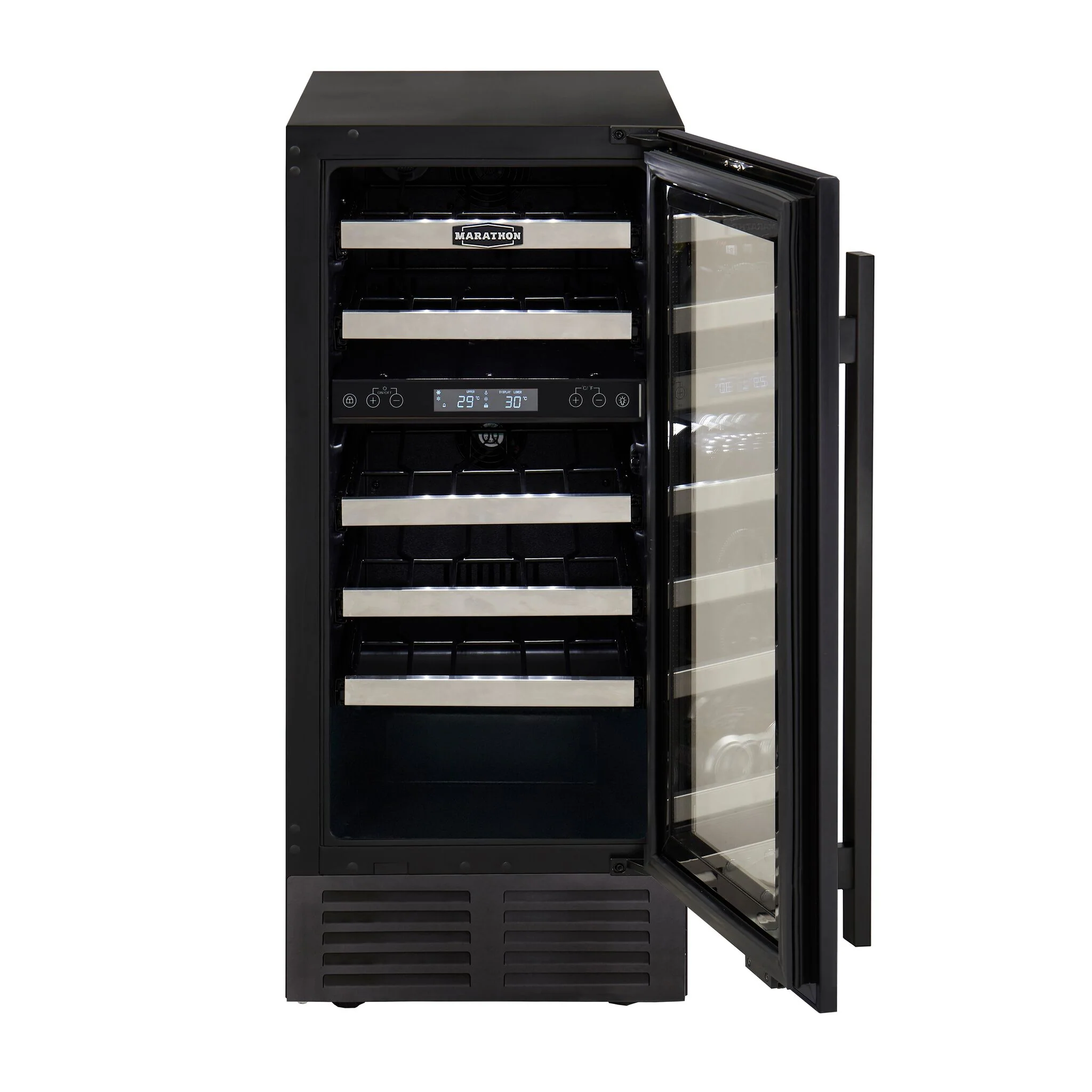 Marathon Black Steel Dual Zone Wine Cooler - MWC28-DBLS - Image 4