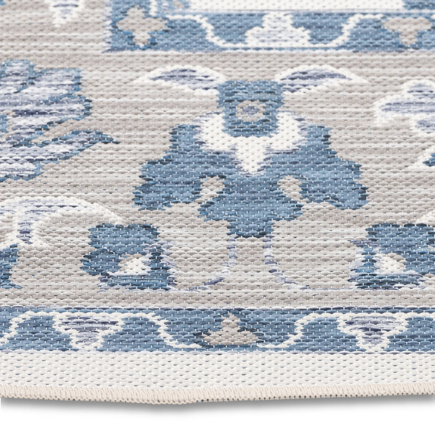 Marbella Traditional Outdoor Rug - 6' x 9' - Blue - Image 3