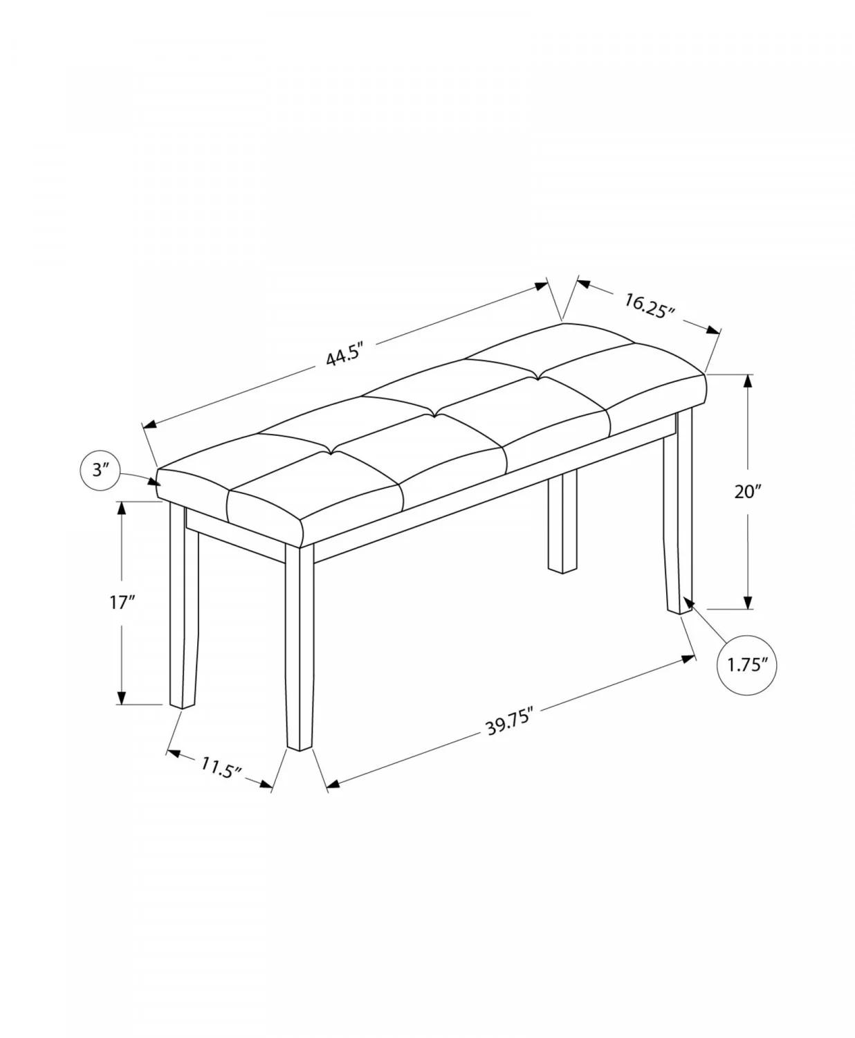 Marlo Bench - Cream - Image 3