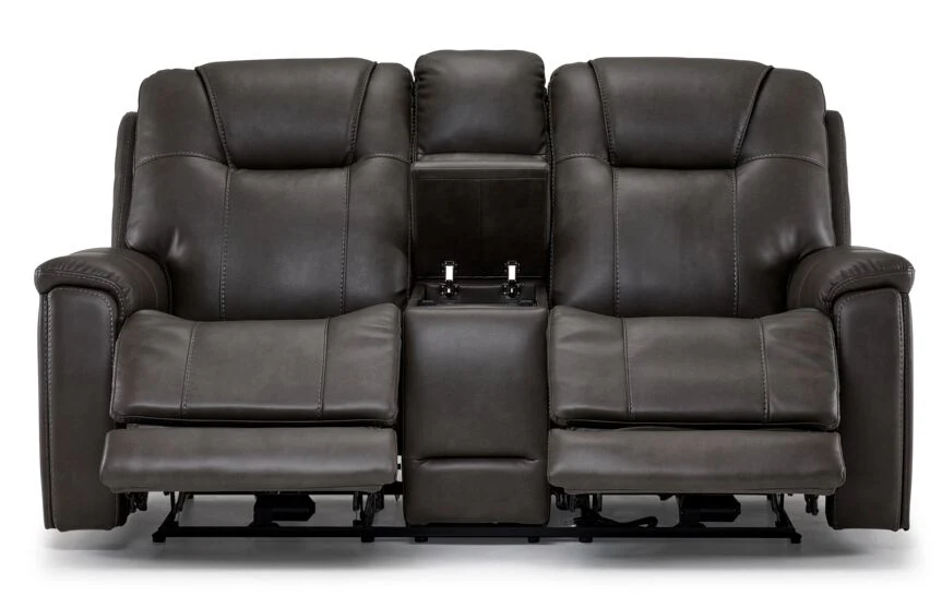 Matrix Triple Power Reclining Loveseat with Console - Smoke - Image 5