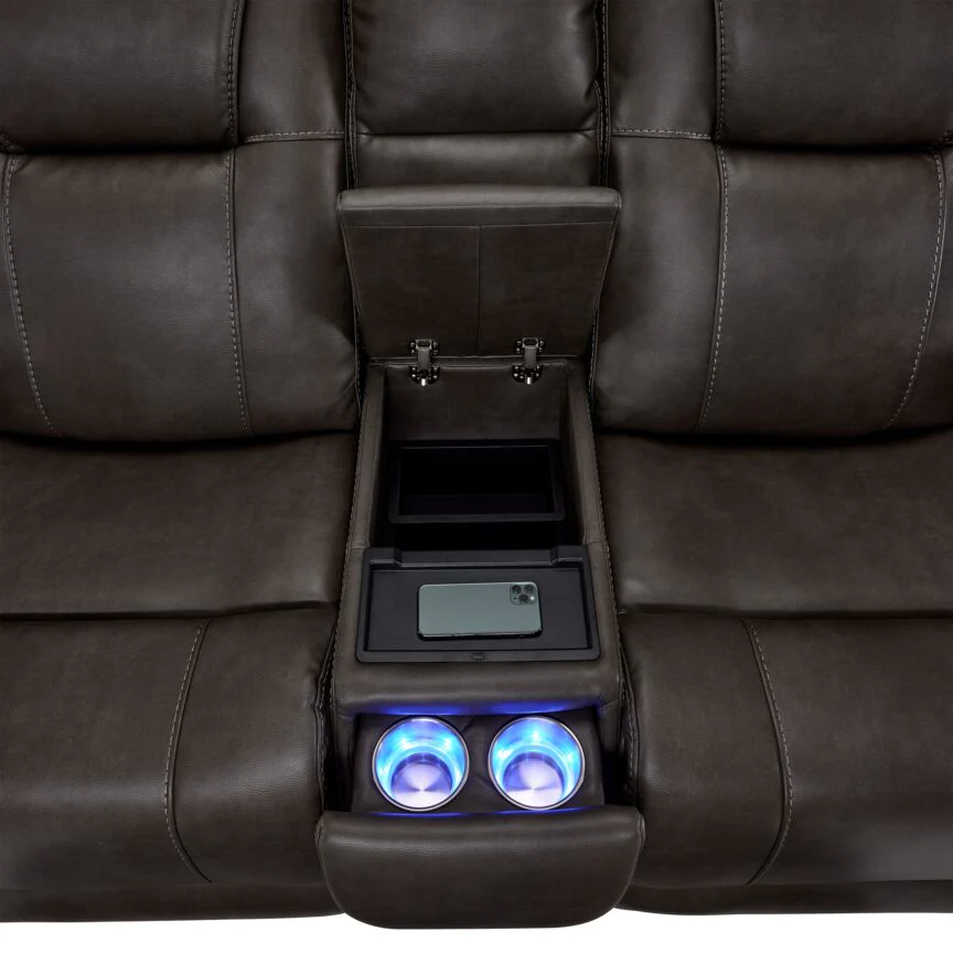 Matrix Triple Power Reclining Loveseat with Console - Smoke - Image 6