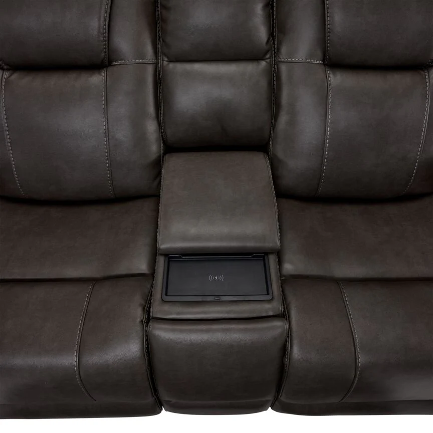 Matrix Triple Power Reclining Loveseat with Console - Smoke - Image 8