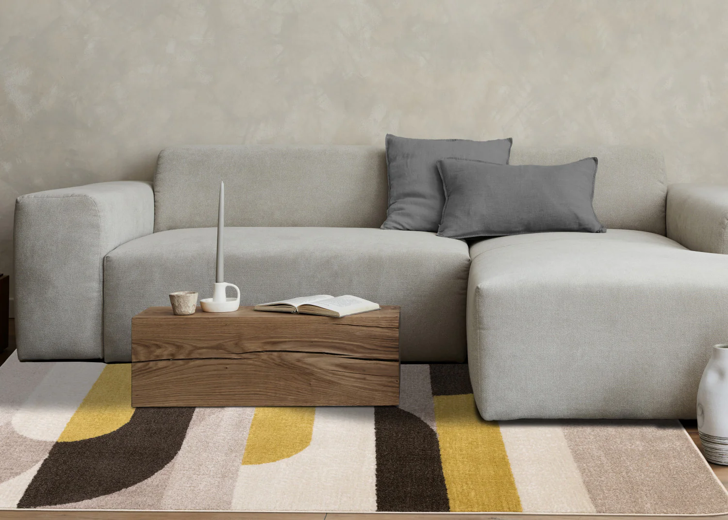 Maui Contemporary Geometric Area Rug - 5' X 8' - Cream/Yellow - Image 3