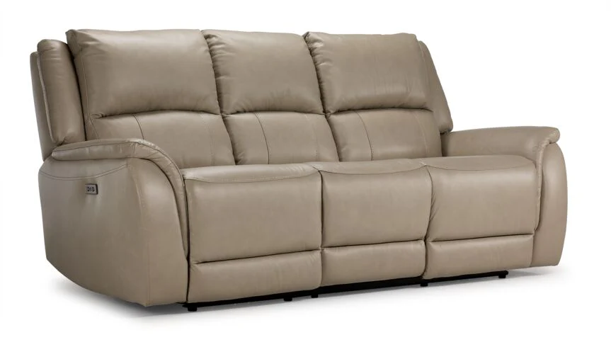 Maxton Leather Power Reclining Sofa and Loveseat Set - Taupe - Image 3