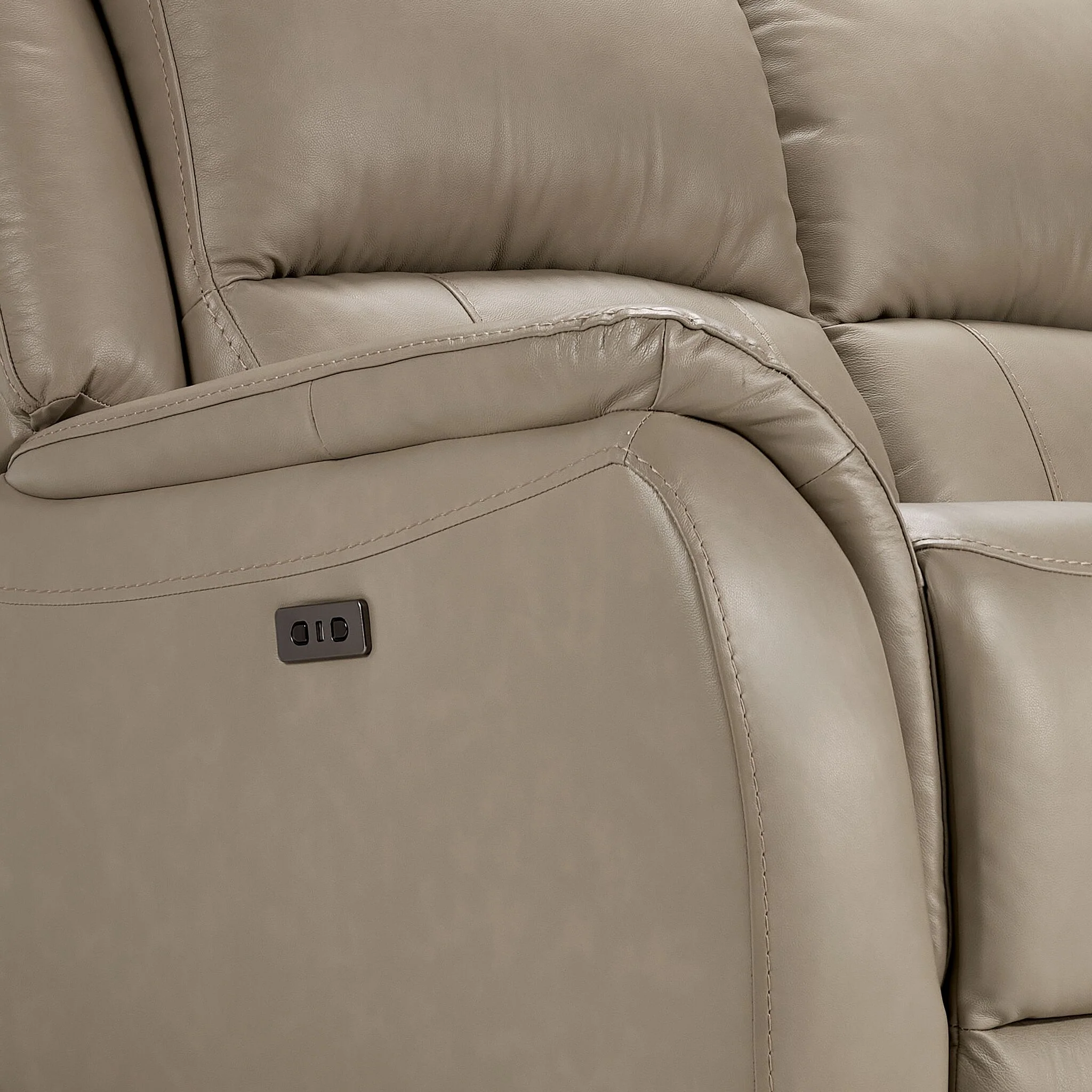Maxton Leather Power Reclining Sofa and Loveseat Set - Taupe - Image 4