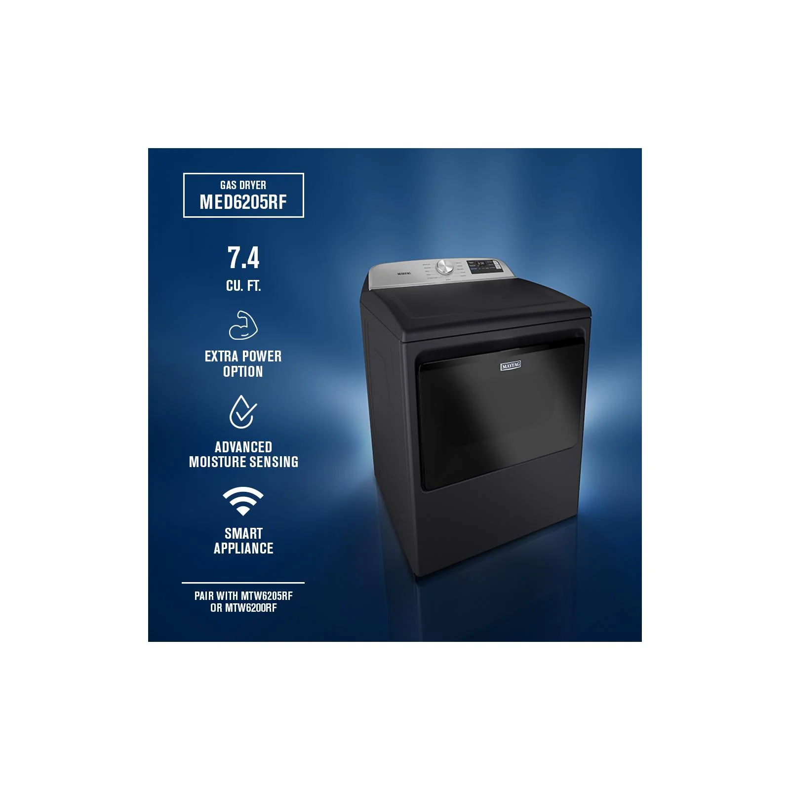 Maytag Midnight Steel Smart Electric Dryer (7.4 Cu. Ft.) with Extra Power - YMED6205RF - Image 9