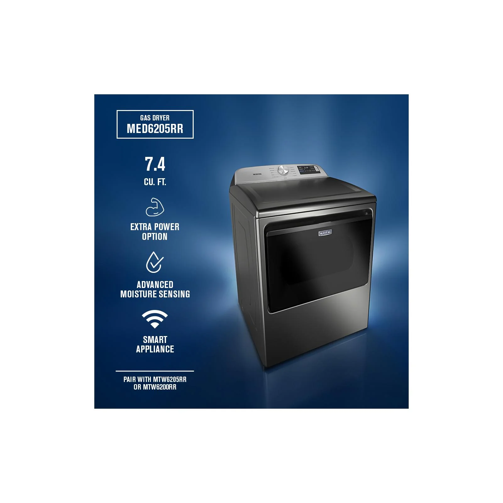 Maytag Radiant Silver Smart Electric Dryer (7.4 Cu. Ft.) with Extra Power - YMED6205RR - Image 9