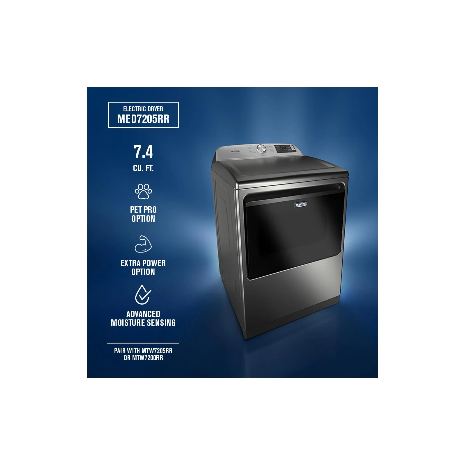 Maytag Radiant Silver Smart Steam Electric Dryer ( 7.4 Cu. Ft.) with Pet Pro System - YMED7205RR - Image 9