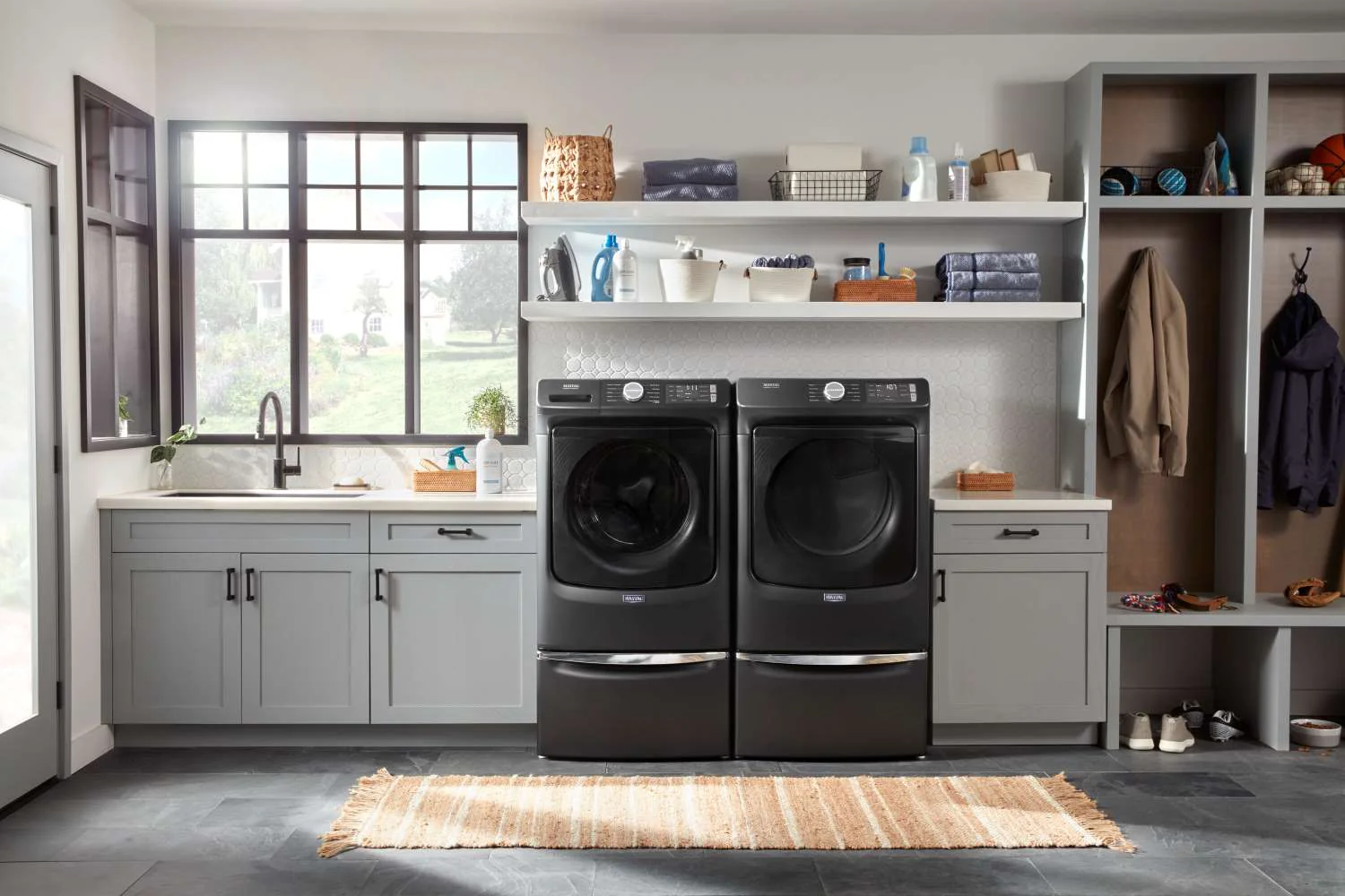 Maytag Volcano Black Front-Load Washer (5.2 cu. ft.) & Gas Dryer (7.3 cu. ft.) - MHW5630MBK/MGD5630MBK - Image 3