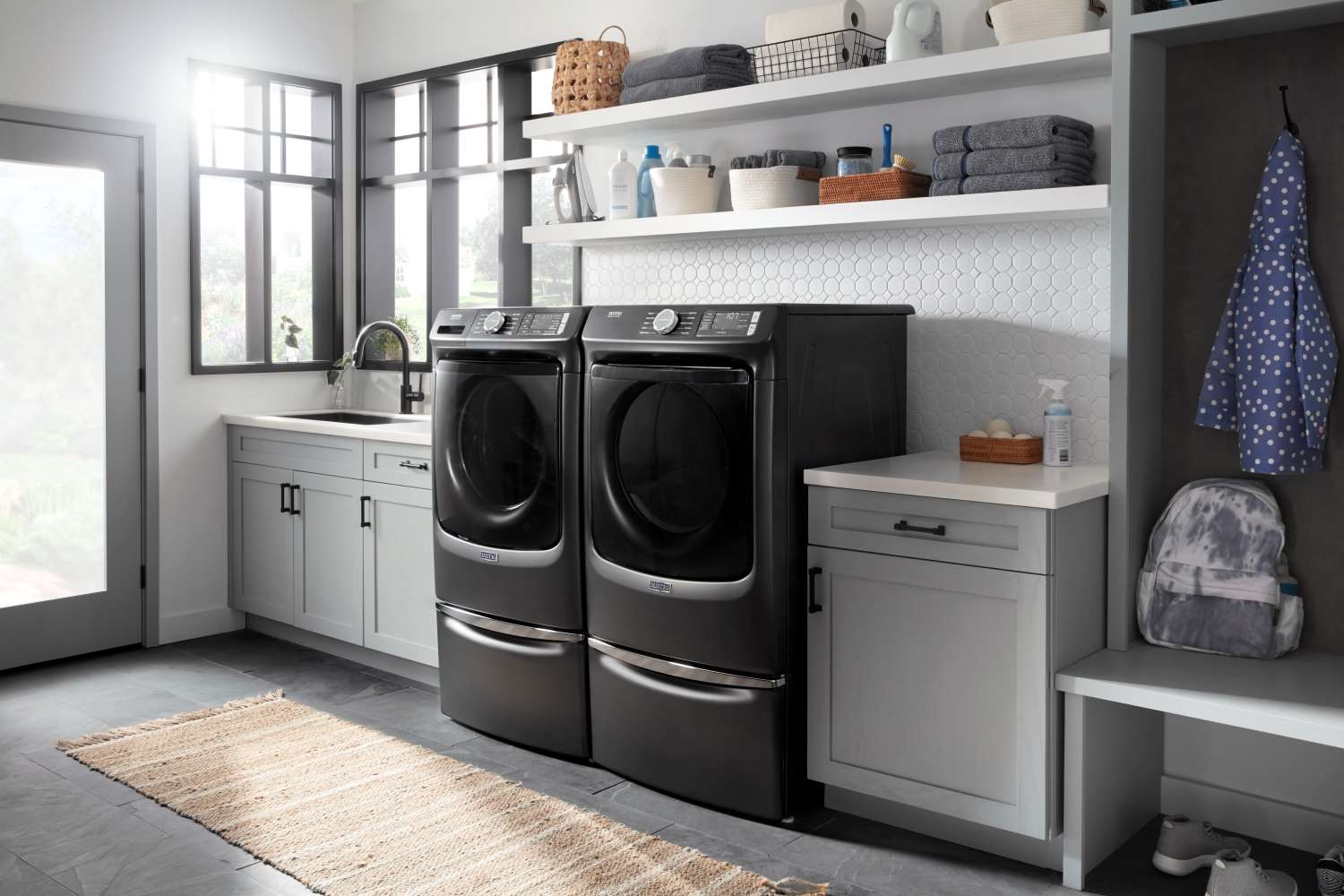 Maytag Volcano Black Front-Load Washer (5.2 cu. ft.) & Gas Dryer (7.3 cu. ft.) - MHW5630MBK/MGD5630MBK - Image 4