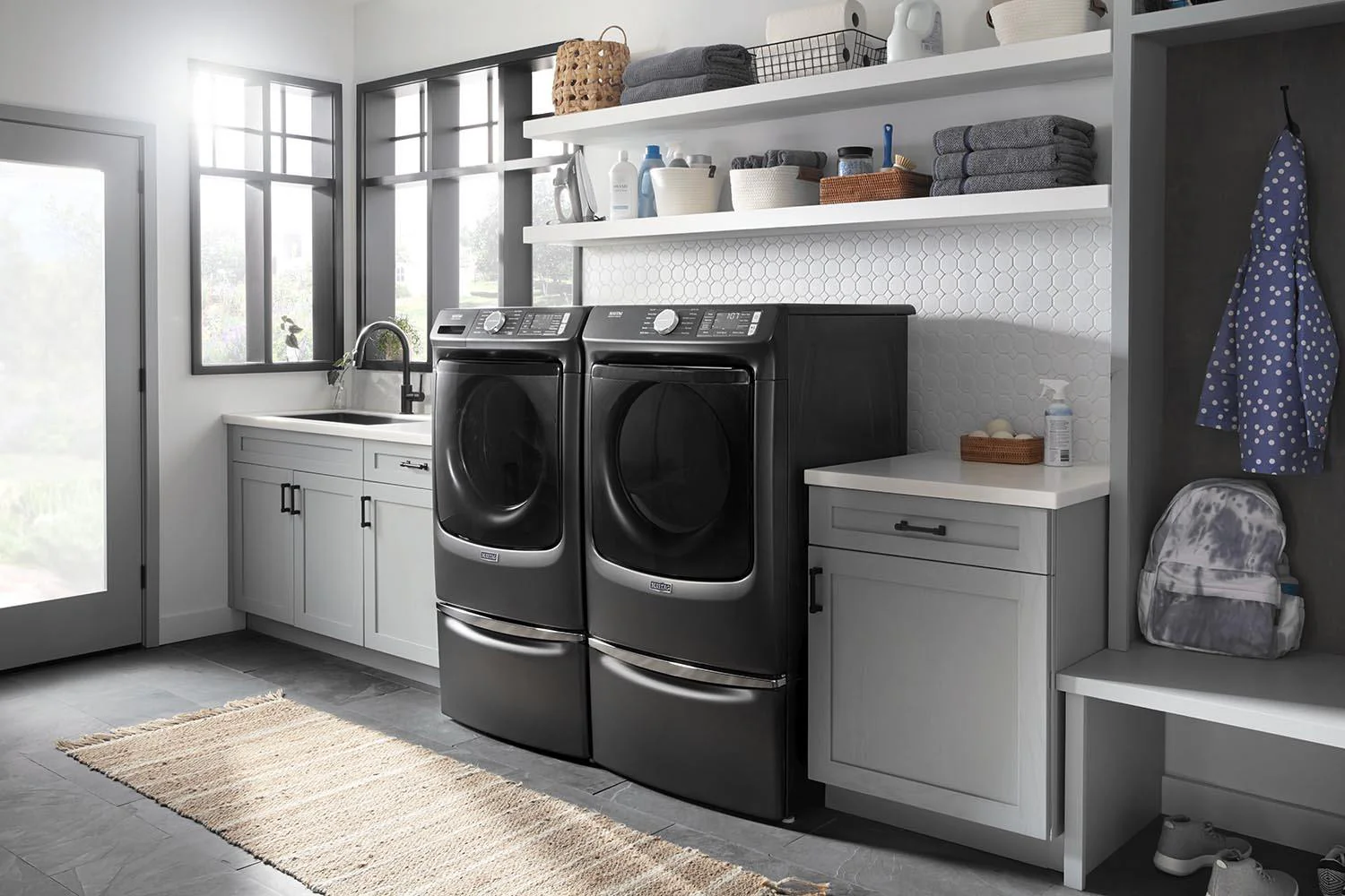 Maytag Volcano Black Front-Load Washer (5.5 cu.ft.) & Electric Dryer (7.3 cu. ft.) - MHW6630MBK/YMED6630MBK - Image 4
