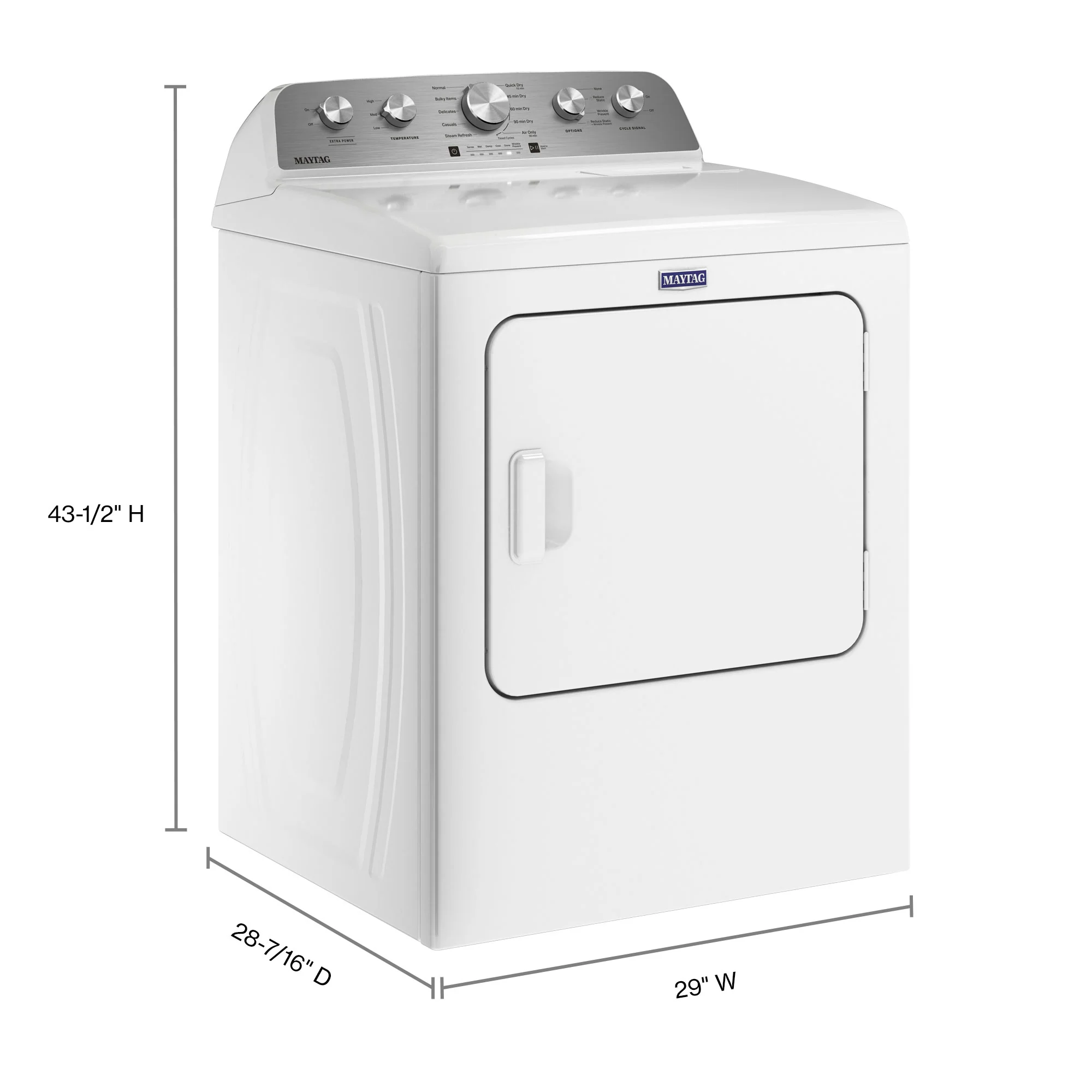 Maytag White Gas Dryer with Steam Enhanced Cycles (7.0 cu. ft.) - MGD5430MW - Image 6