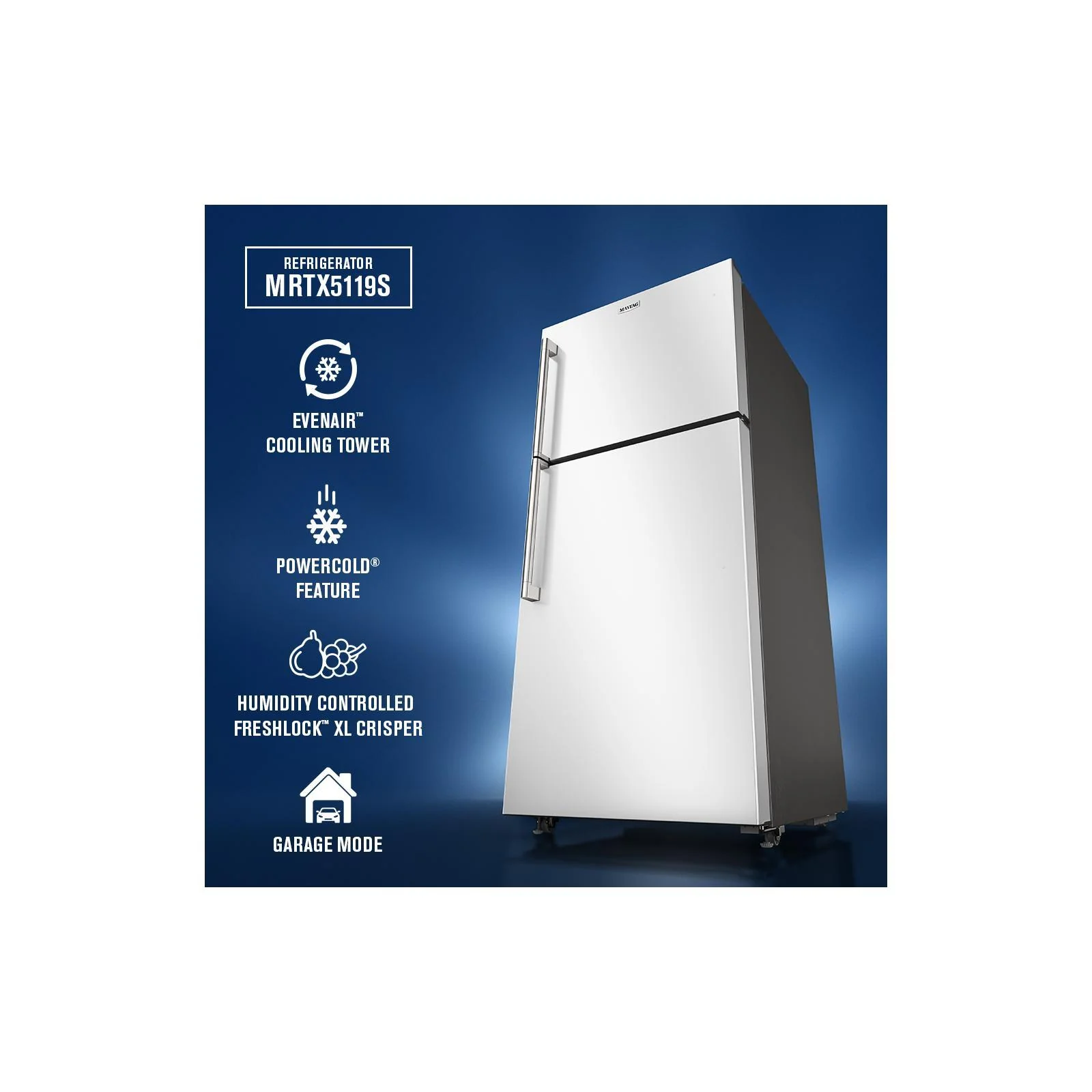 Maytag 30 " 19.3 Cu. Ft. White Top-Freezer Refrigerator - MRTX5119SW - Image 8