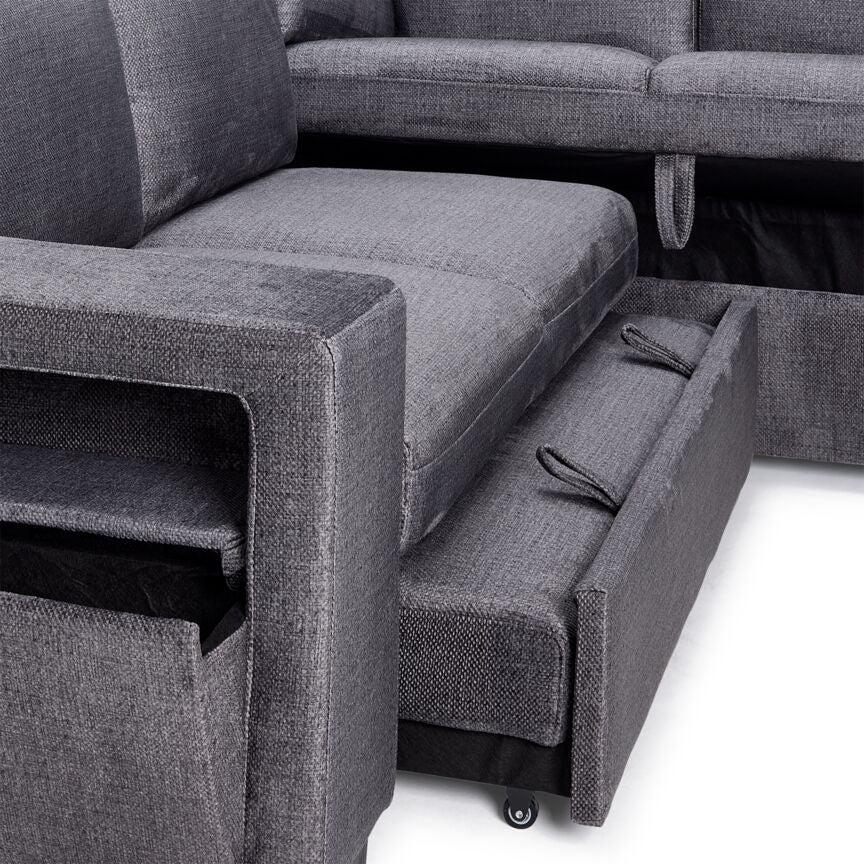 Meadow 3-Piece Sectional with Left-Facing Pop-Up Bed - Grey - Image 7