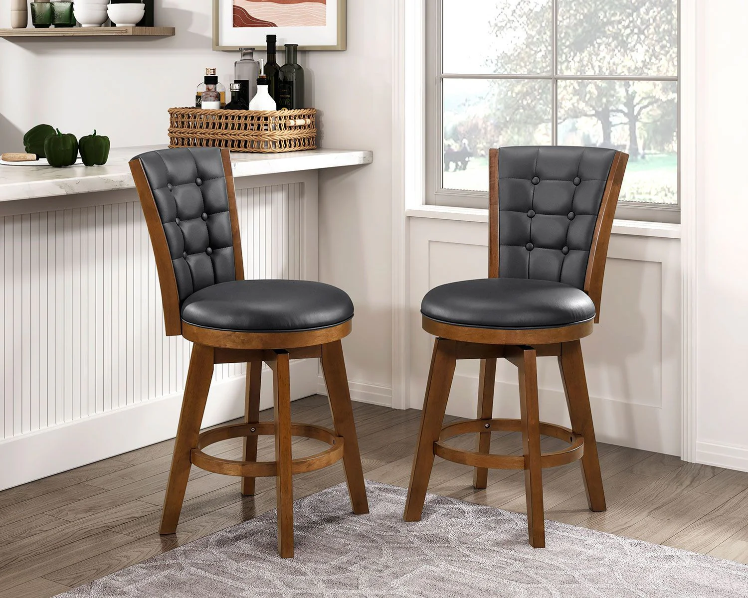 Medford Counter Stool - Black, Brown - Set of Two - Image 2