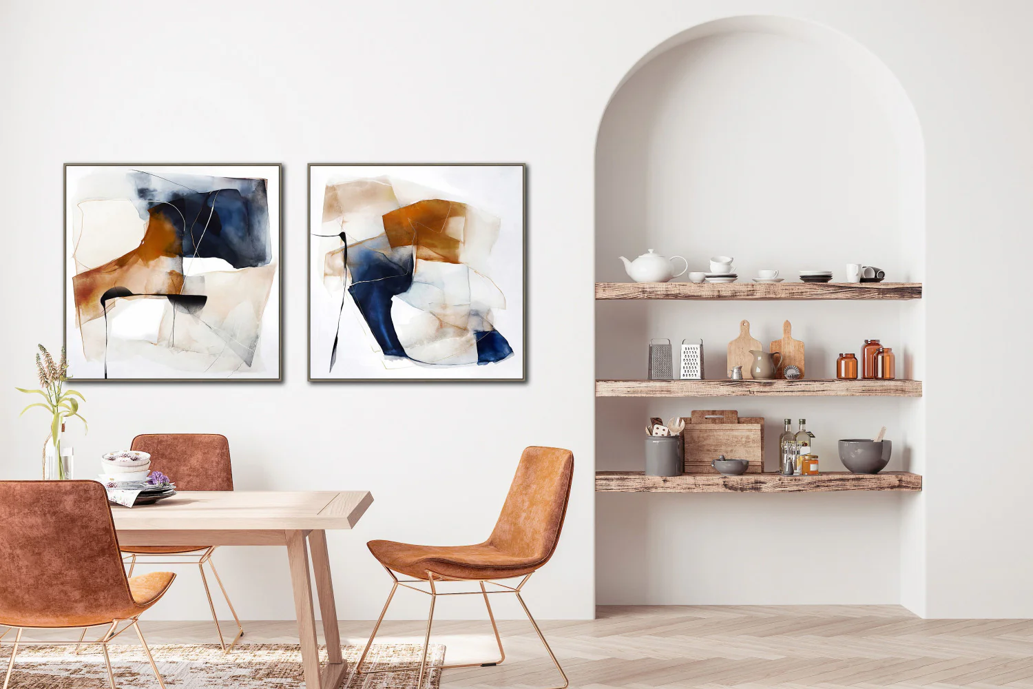 Midnight Fold I Wall Art - Orange/Blue - 32 X 32 - Image 2