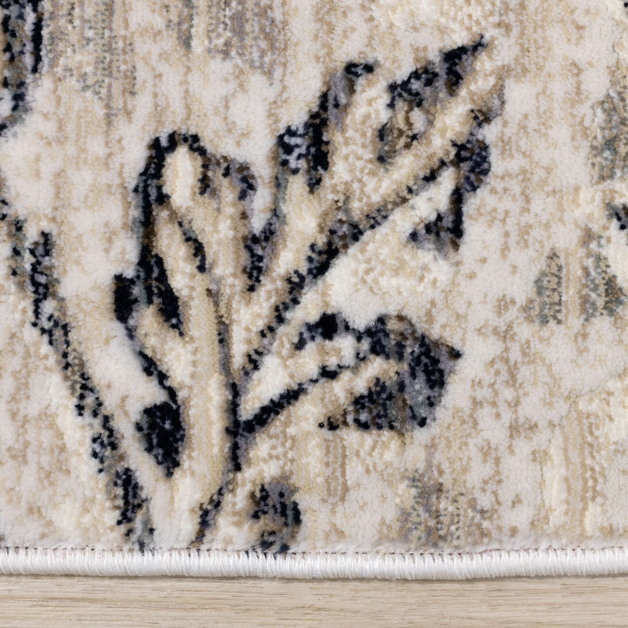Midnight Garden 5'3" x 7'10" Ornate Leaf Pattern Area Rug - Cream - Image 5