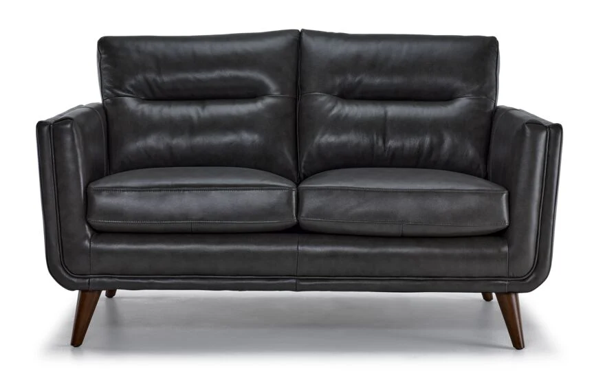 Miguel Leather Loveseat - Charcoal - Image 2