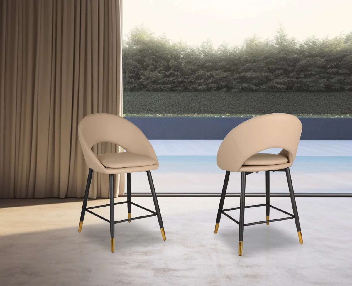 Mila Counter Stool - Beige/Black - Set of Two - Image 3