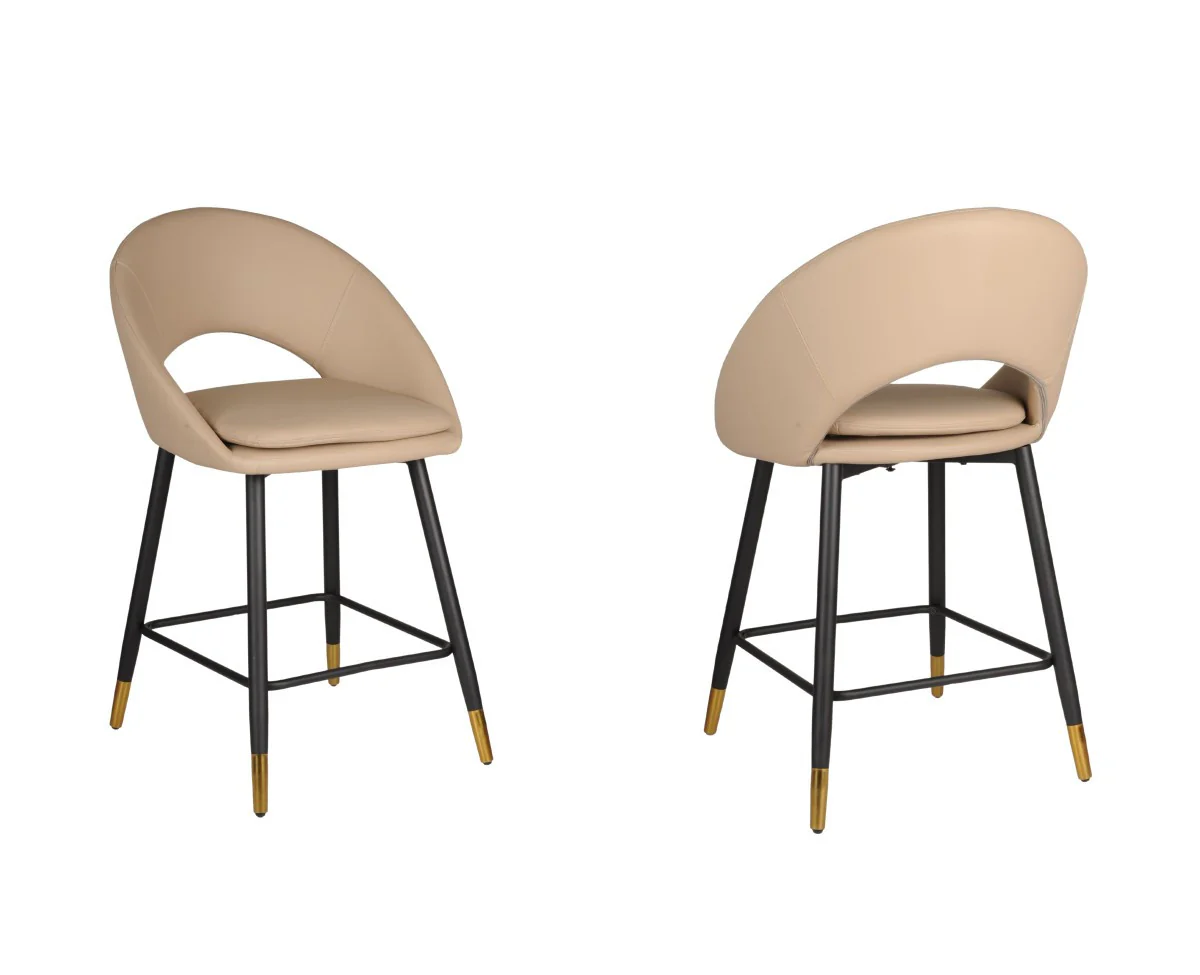 Mila Counter Stool - Beige/Black - Set of Two - Image 4
