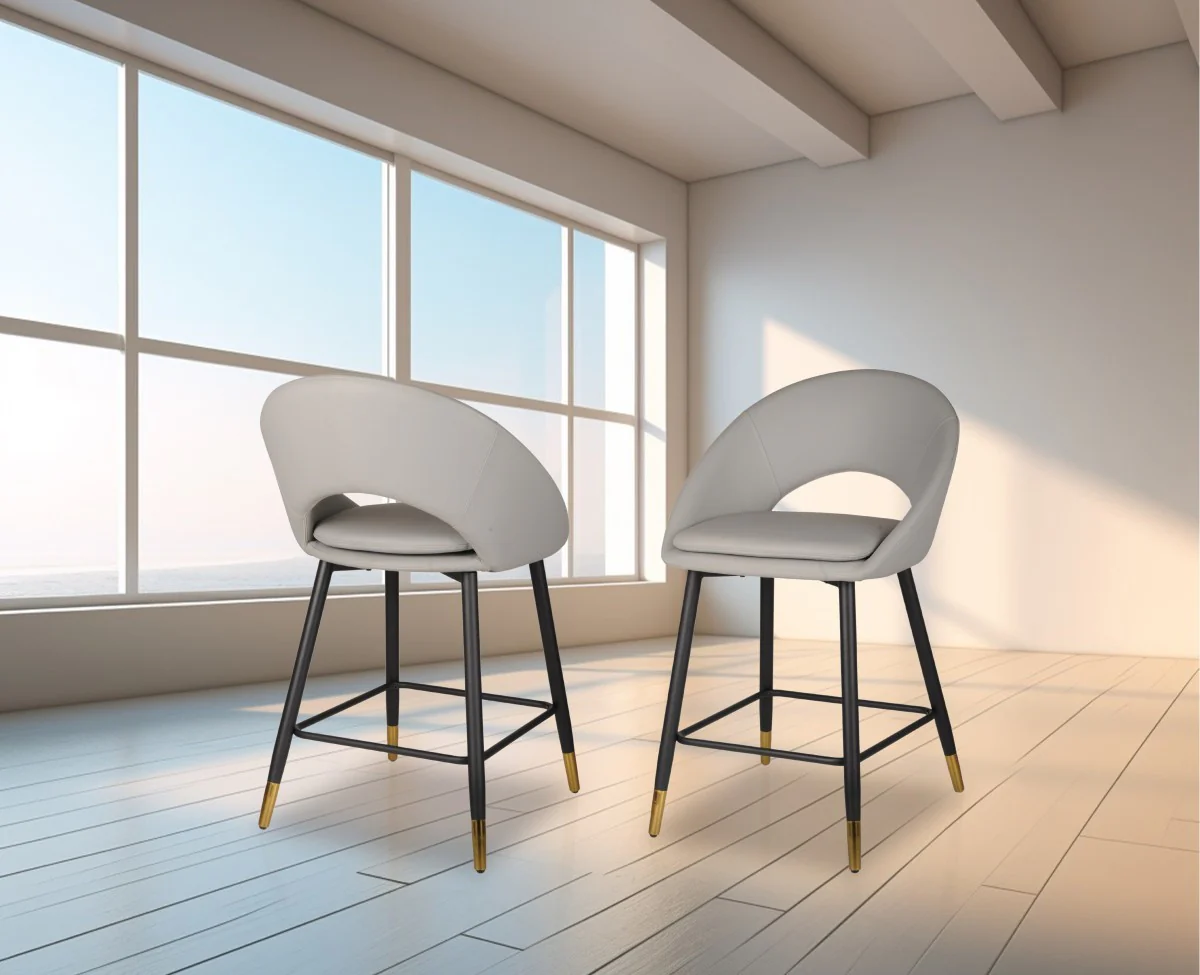 Mila Counter Stool - Grey/Black - Set of Two - Image 4
