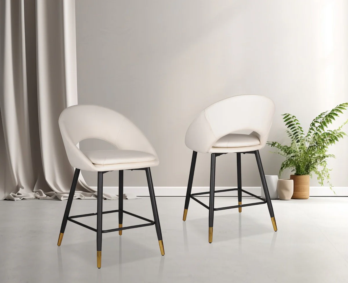 Mila Counter Stool - White/Black - Set of Two - Image 4