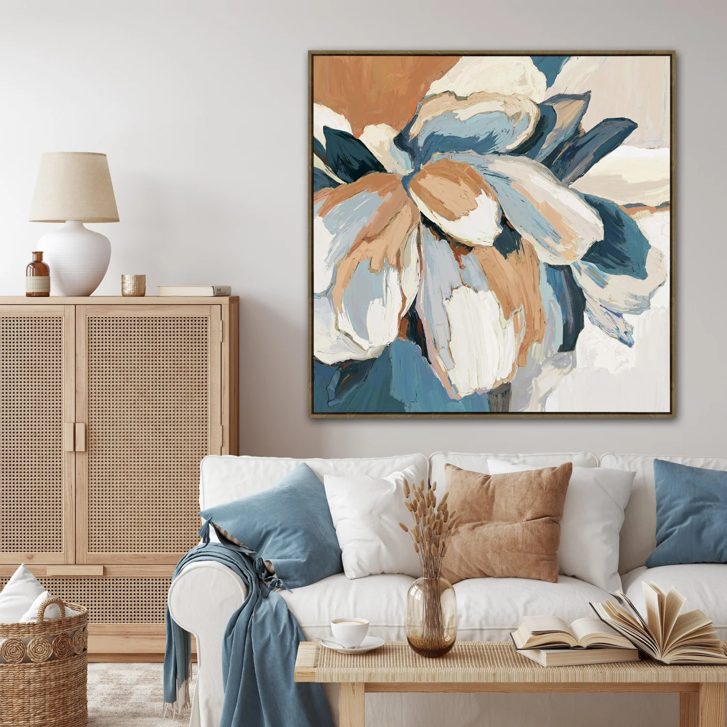 Modern Botanical Wall Art - Blue/Natural - 40 X 40 - Image 2