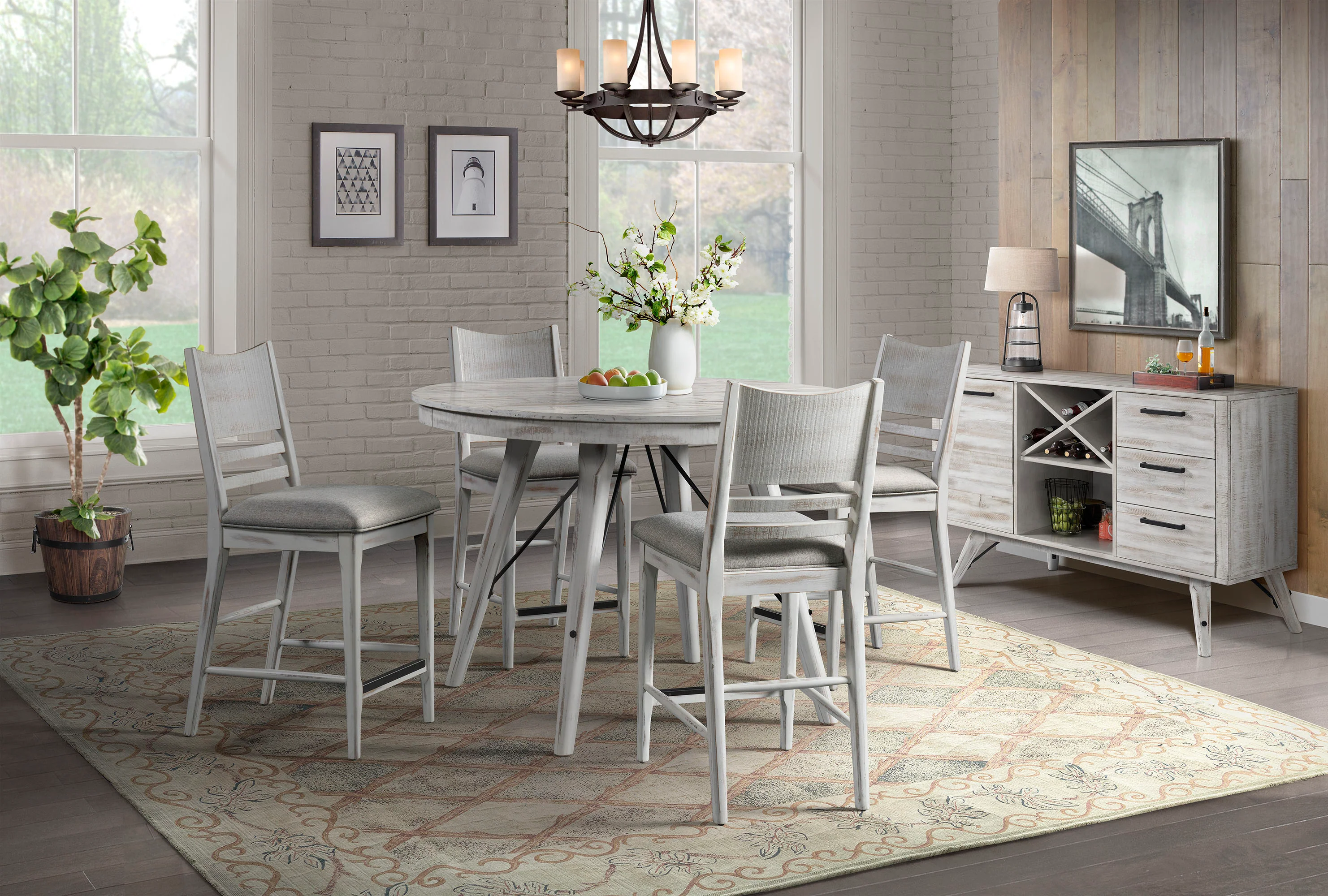 Modern Rustic Server - Weathered White - Image 2