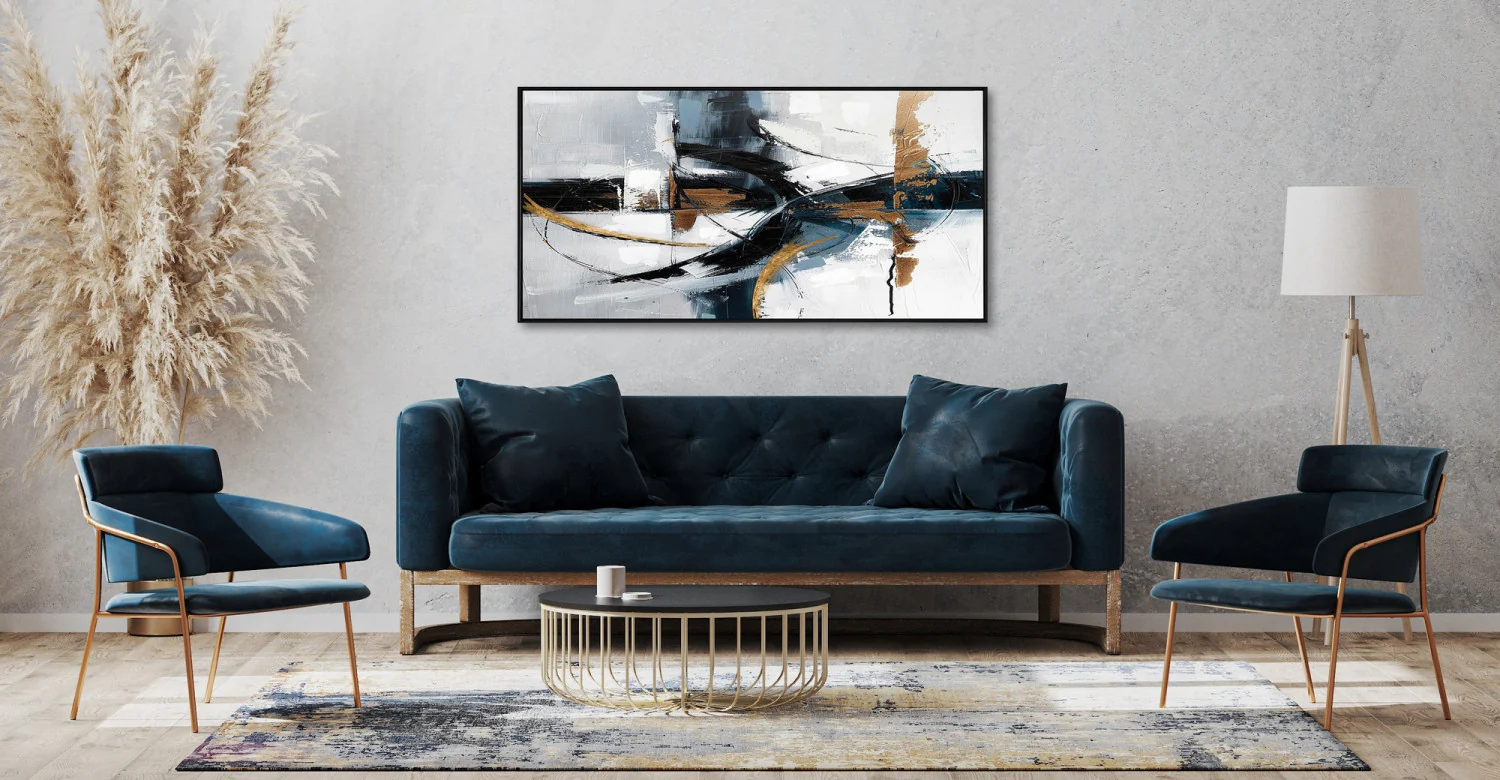 Momentum Wall Art - Black/White/Gold - 28 X 56 - Image 2