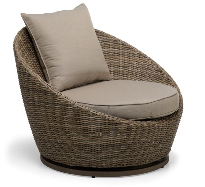 Monaco - 3-Piece Swivel Set With Round Table - Grey and Light Brown - Image 3