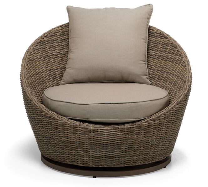 Monaco - 3-Piece Swivel Set With Round Table - Grey and Light Brown - Image 4