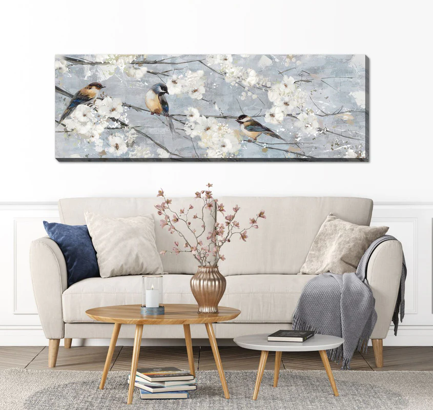 Morning Branch Wall Art - Blue/White - 59 X 20 - Image 2