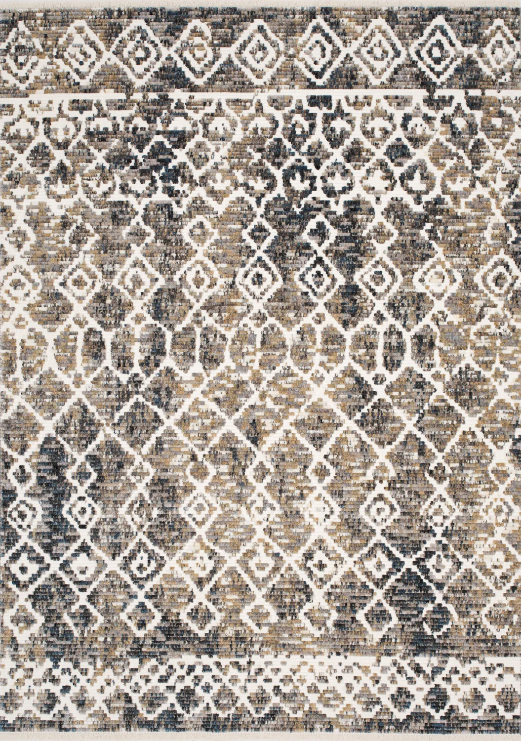 Natick 5'3" X 7'7" Tribal Rug - Beige Blue Area Rug