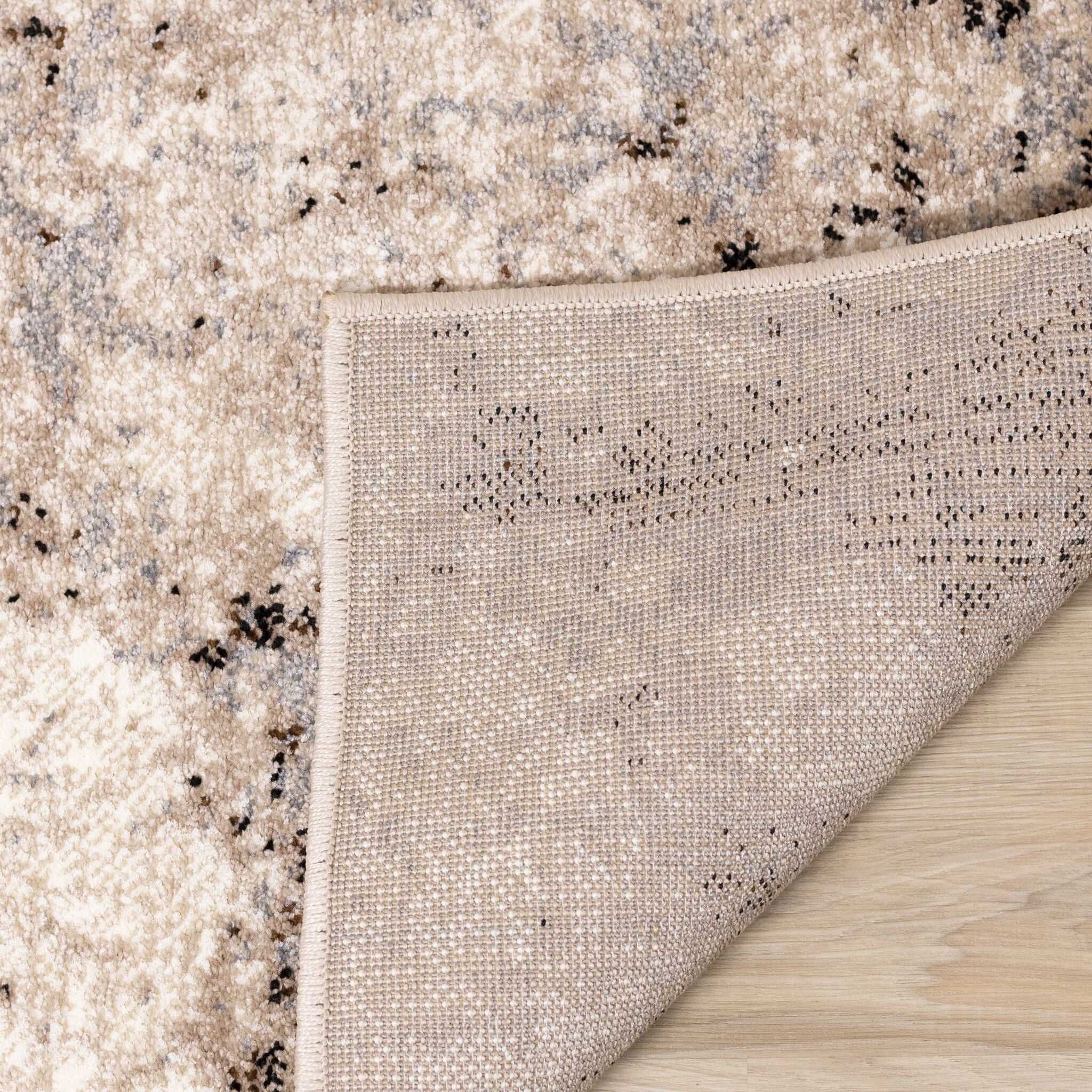 Natural Granite 6'7" x 9'10" Etched Stone Plush Area Rug - Beige - Image 7