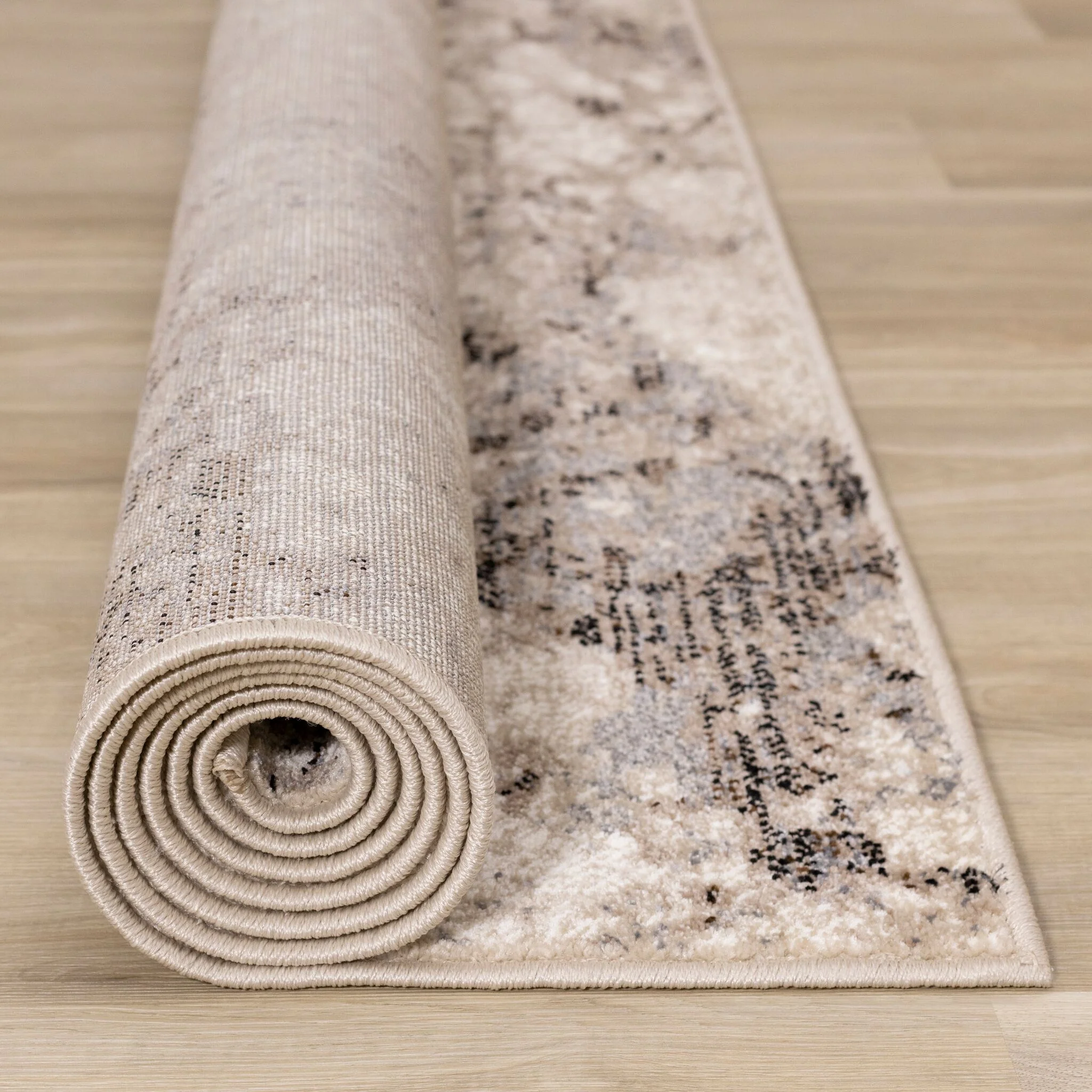 Natural Granite 6'7" x 9'10" Etched Stone Plush Area Rug - Beige - Image 9
