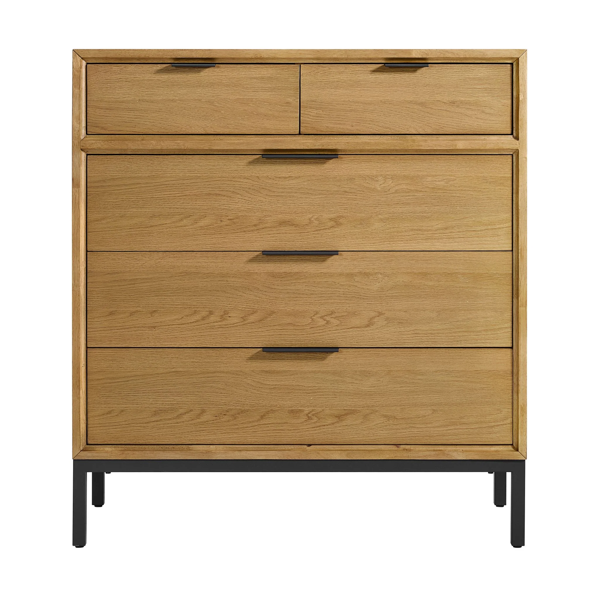 Feeling Connected - Newport 5-Drawer Chest - Oak and Black - Image 3