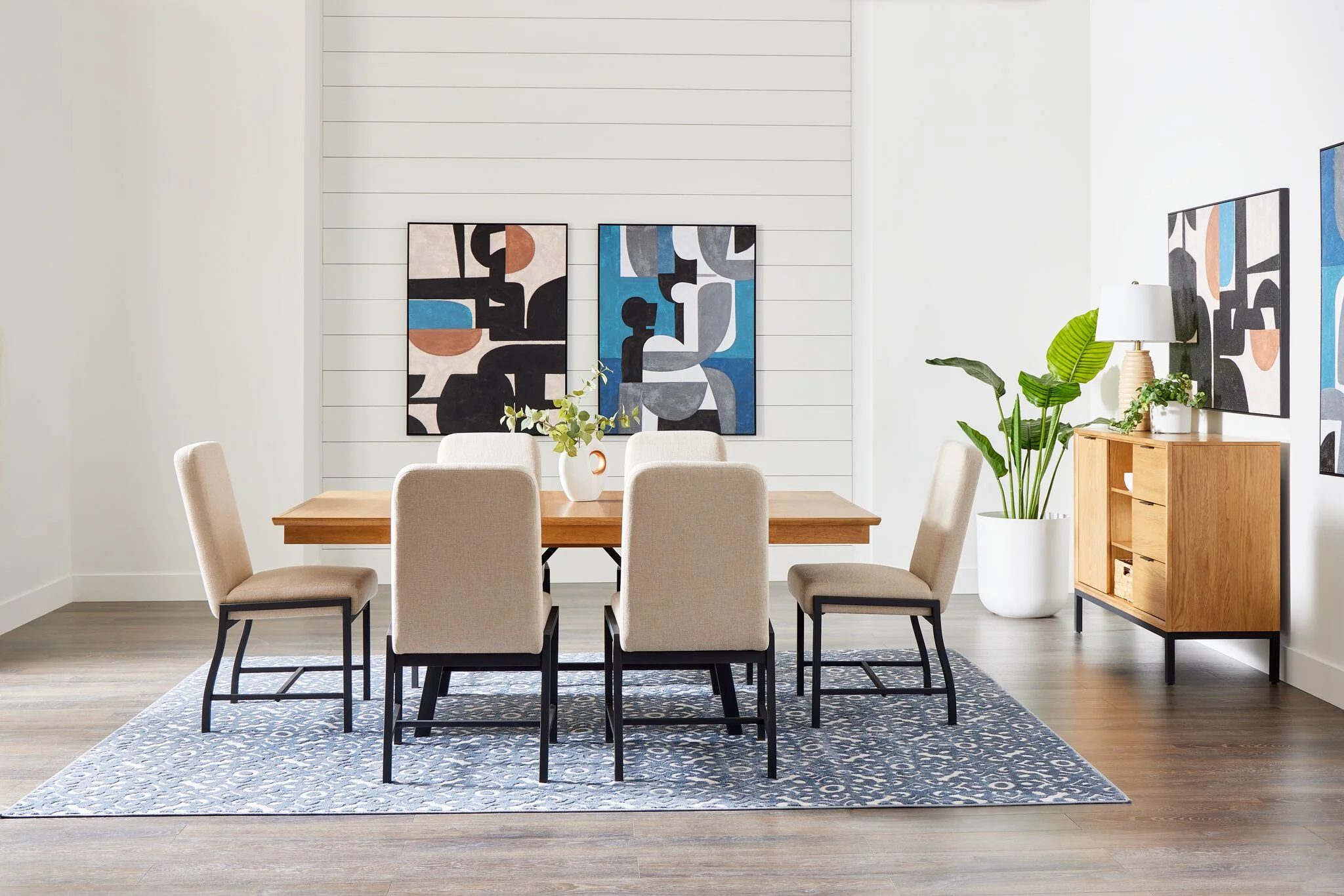 Feeling Connected - Newport 7-Piece Extendable Dining Set - Oak and Black - Image 3