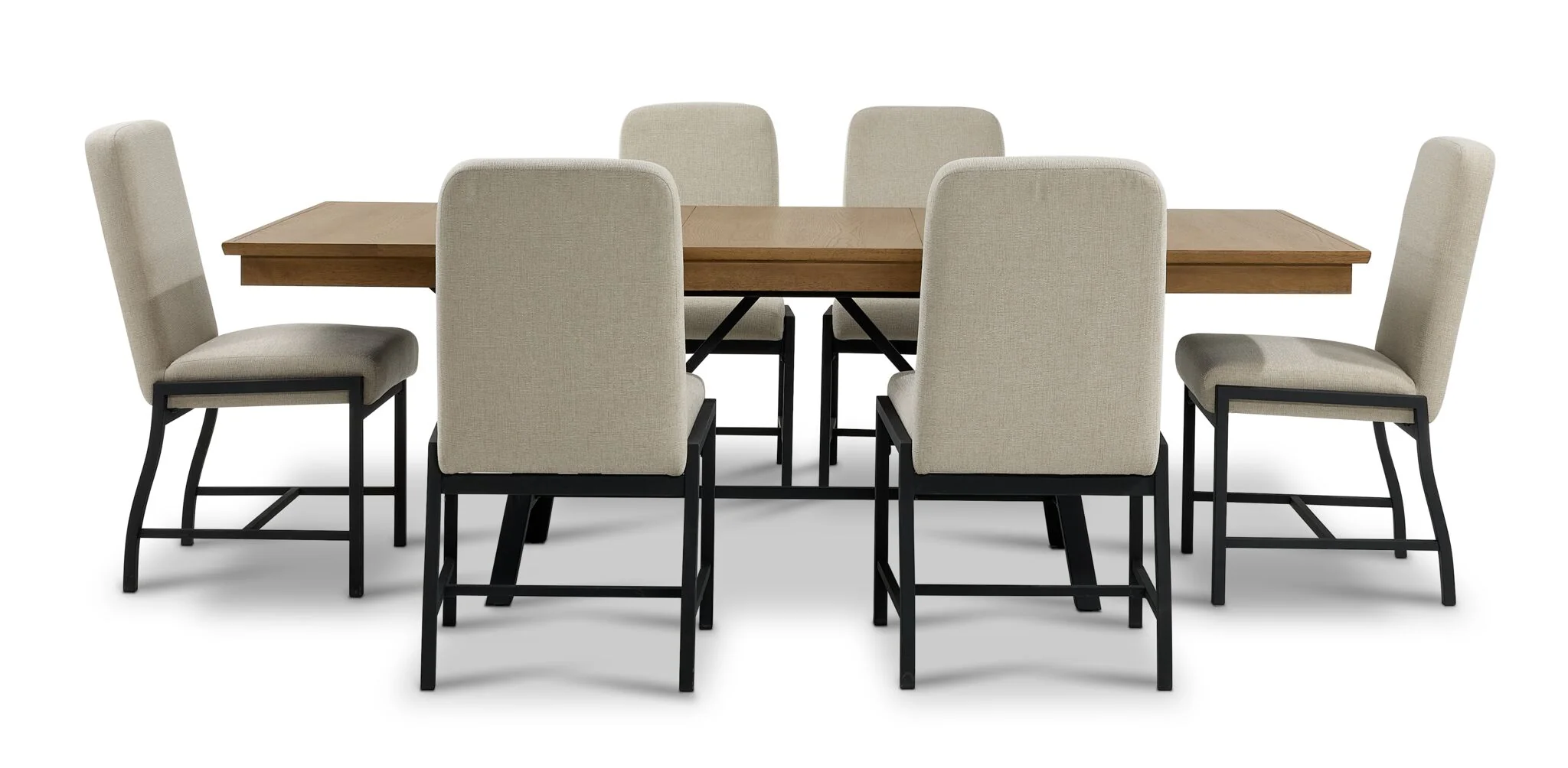 Feeling Connected - Newport 7-Piece Extendable Dining Set - Oak and Black - Image 4