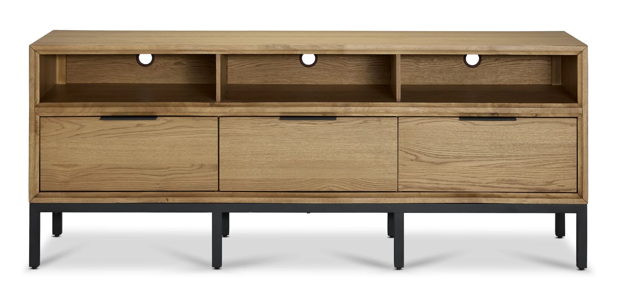 Feeling Connected - Newport 70" TV Stand - Oak and Black - Image 3