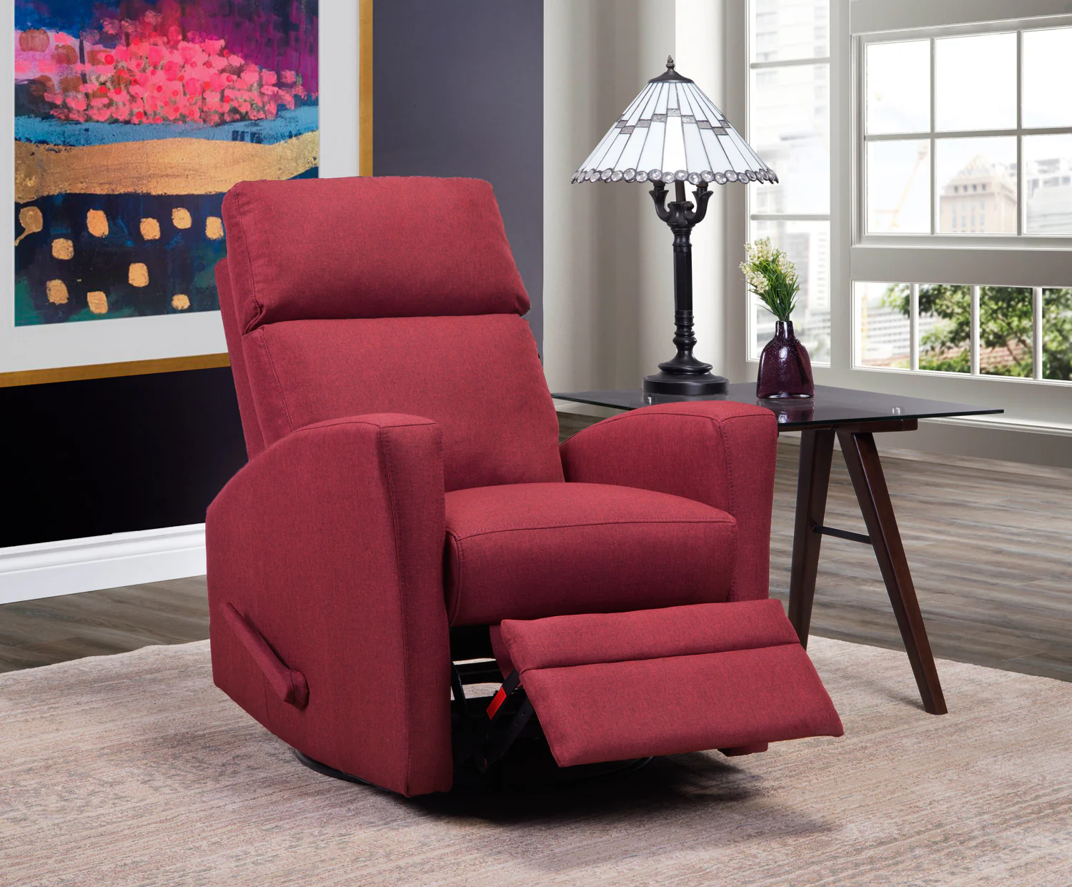 Nina Swivel Glider Recliner - Red - Image 2