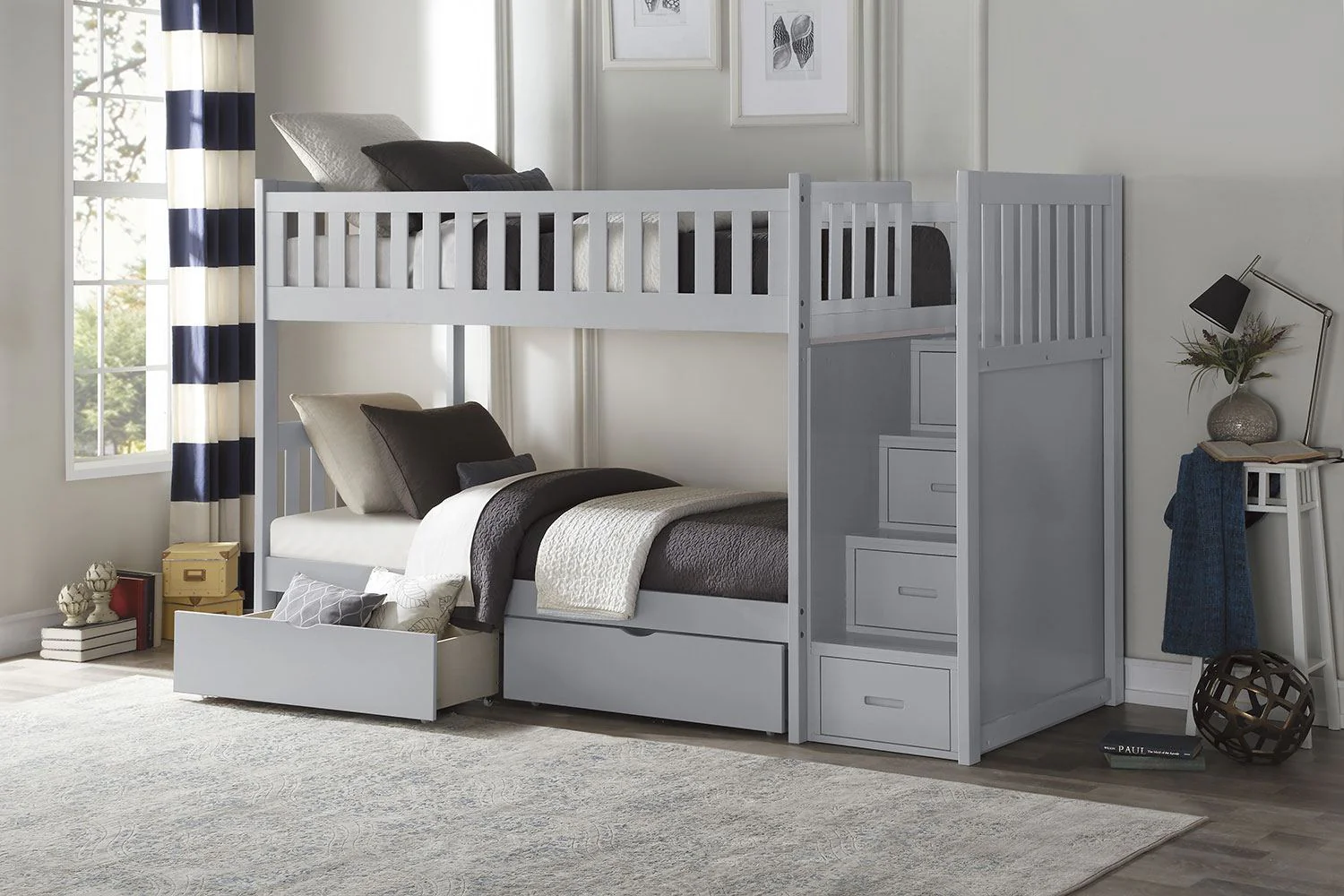 Noelle Bunk Bed Pair of Storage Drawers- Grey - Image 2