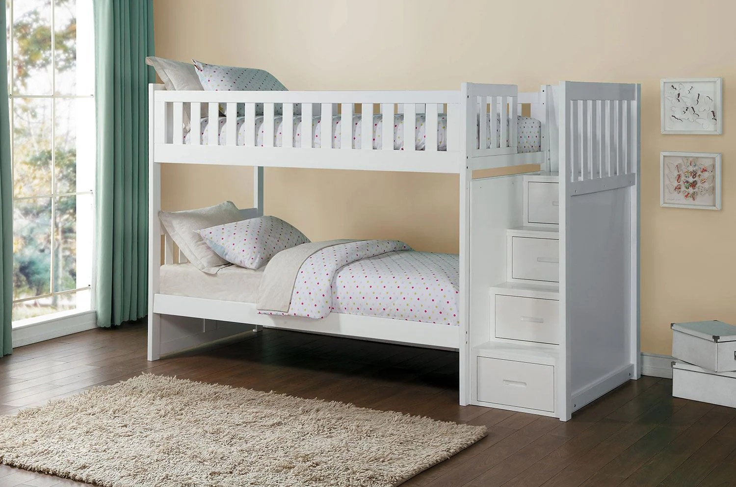 Noelle Twin Step Bunk Bed - White - Image 3