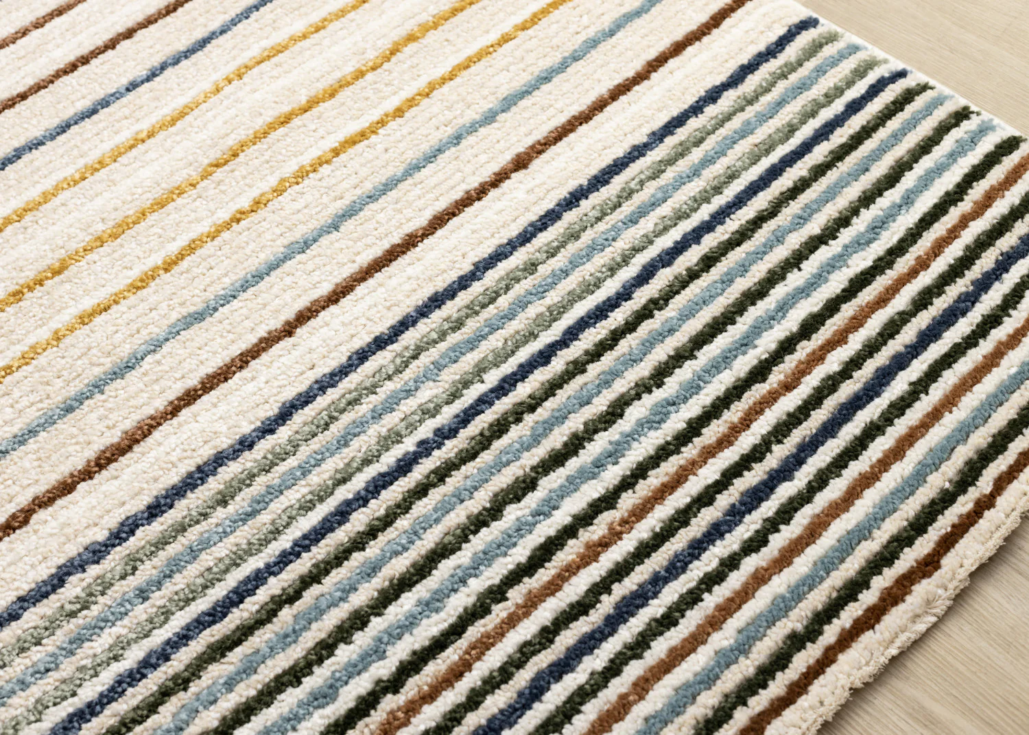 Nora Casual Contemporary Striped Area Rug - 8' X 11' - Cream/Blue/Yellow - Image 4