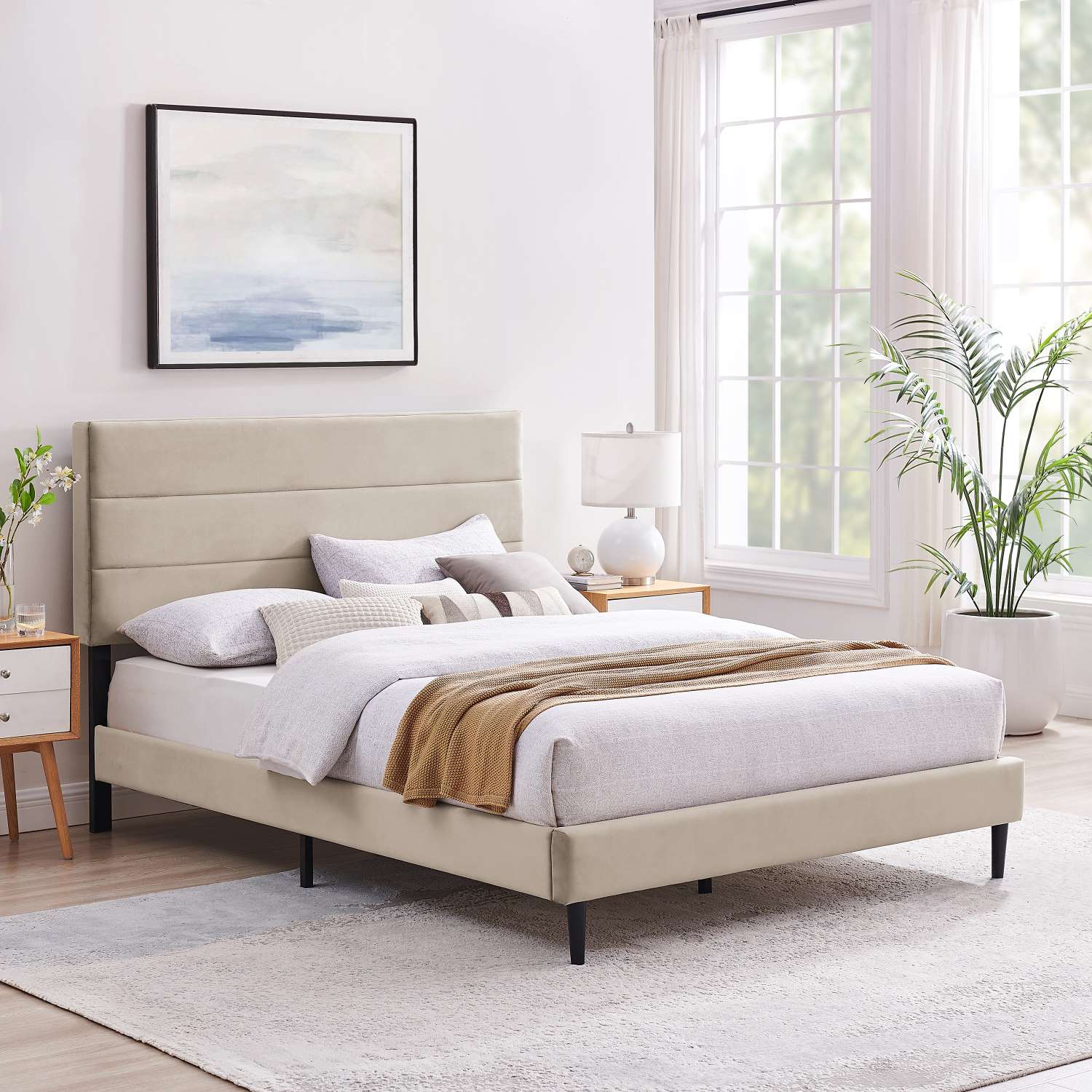 Nori 3-Piece Queen Bed - Beige - Image 2