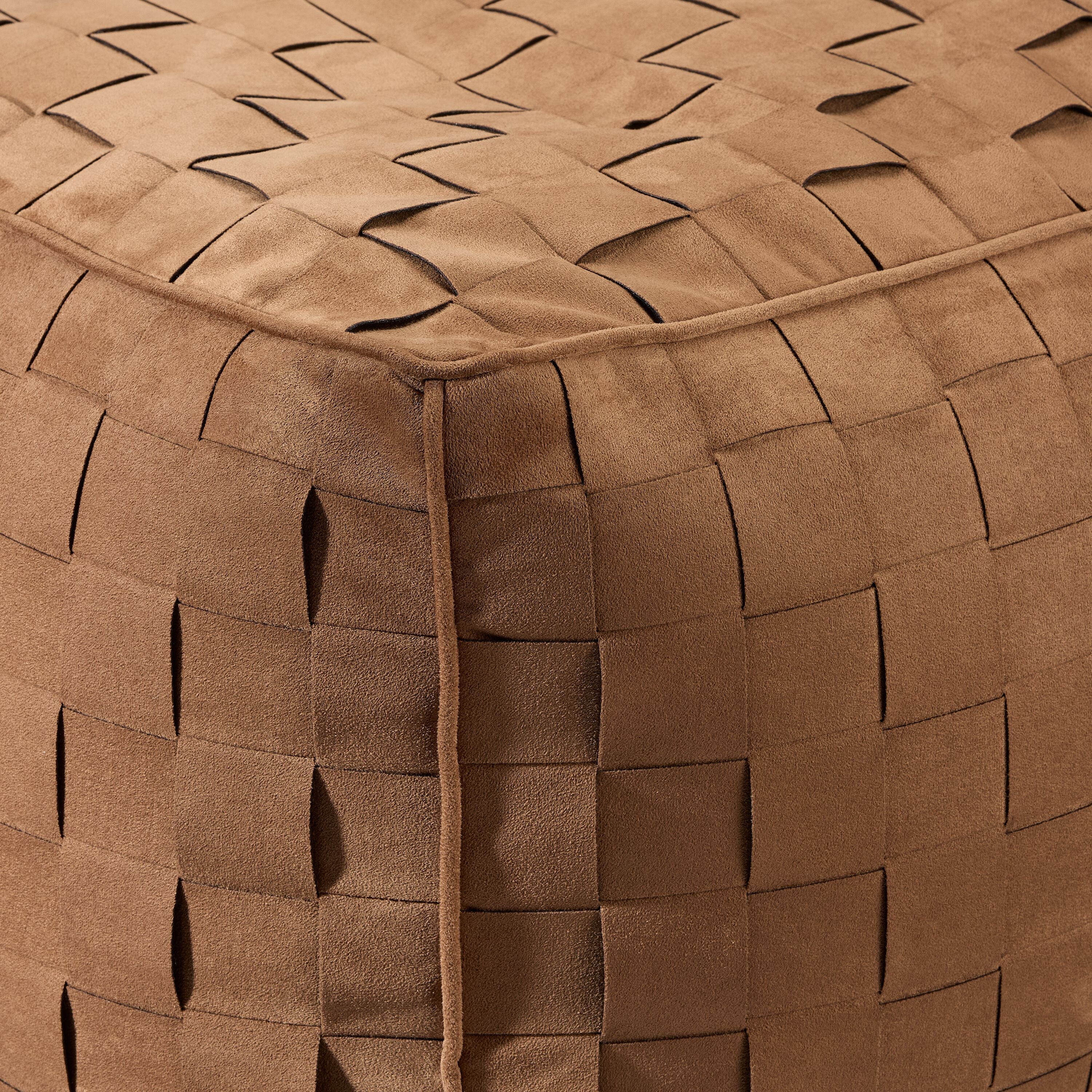 Nougat Woven Ottoman - Brown - Image 3