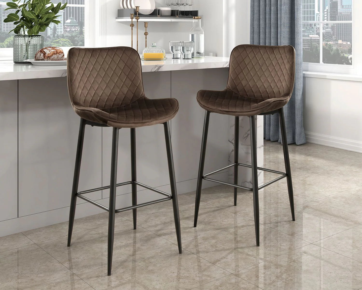 Nya Bar Stool - Brown - Set of Two - Image 2