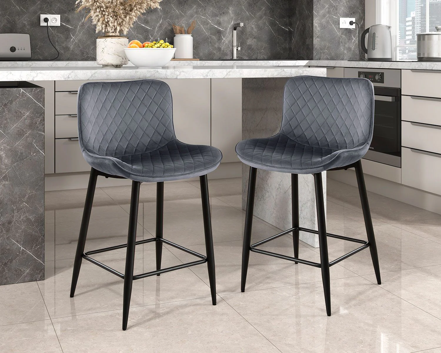 Nya Counter Stool - Grey - Set of Two - Image 2