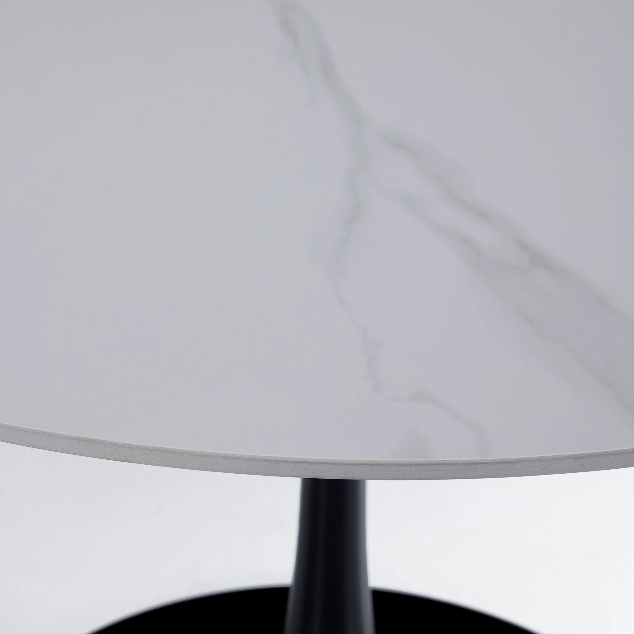 Nyla Sintered Stone Round Dining Table- White, Black - Image 2