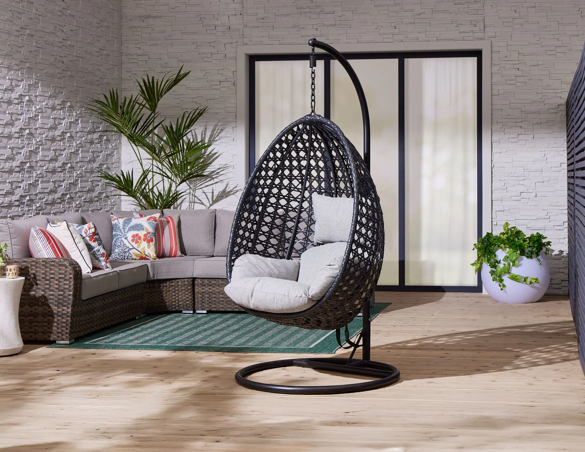 Oasis Outdoor Egg Chair - Black & Grey - Image 2